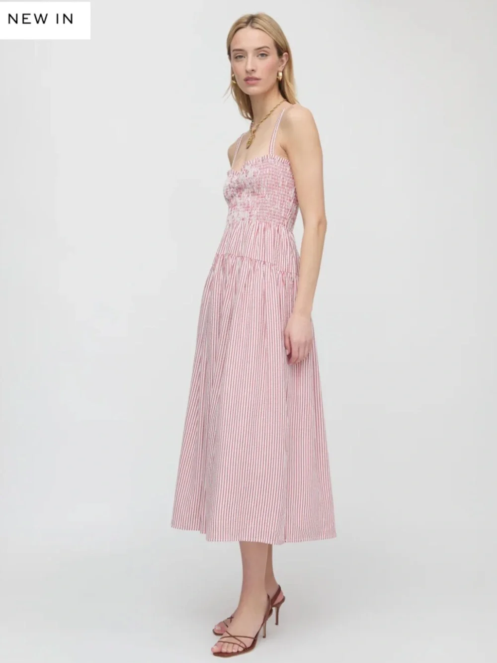 Hill House Home The Rebecca Nap Dress in Red Ticking Stripe Red White Medium - Picture 5 of 8